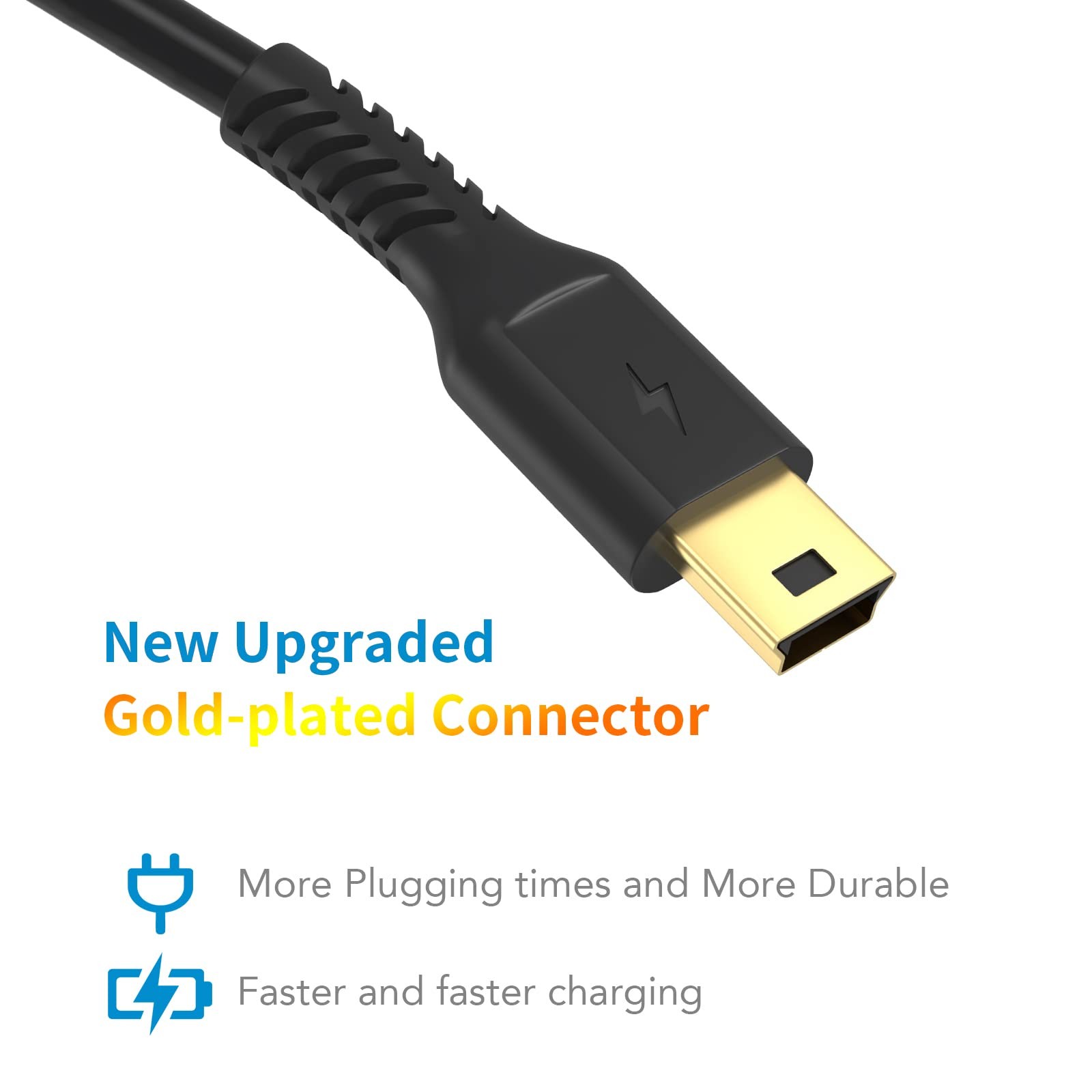 3ft Mini USB Cable, Standard 2.0 to B Male Charger 3 Feet, Black
