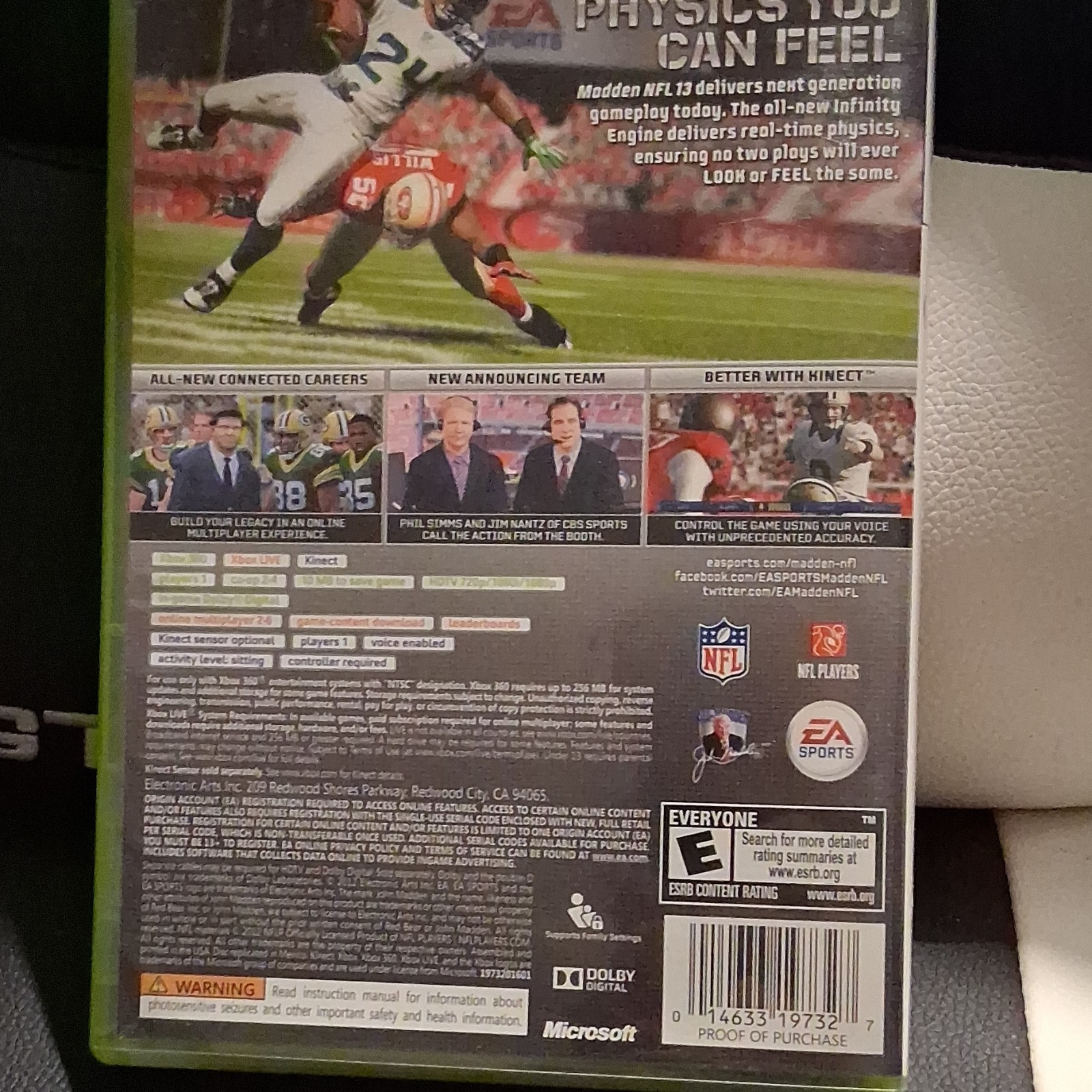 Madden NFL 13 Xbox 360 EA Sports Better with Kinect Xbox Live Leaderboards