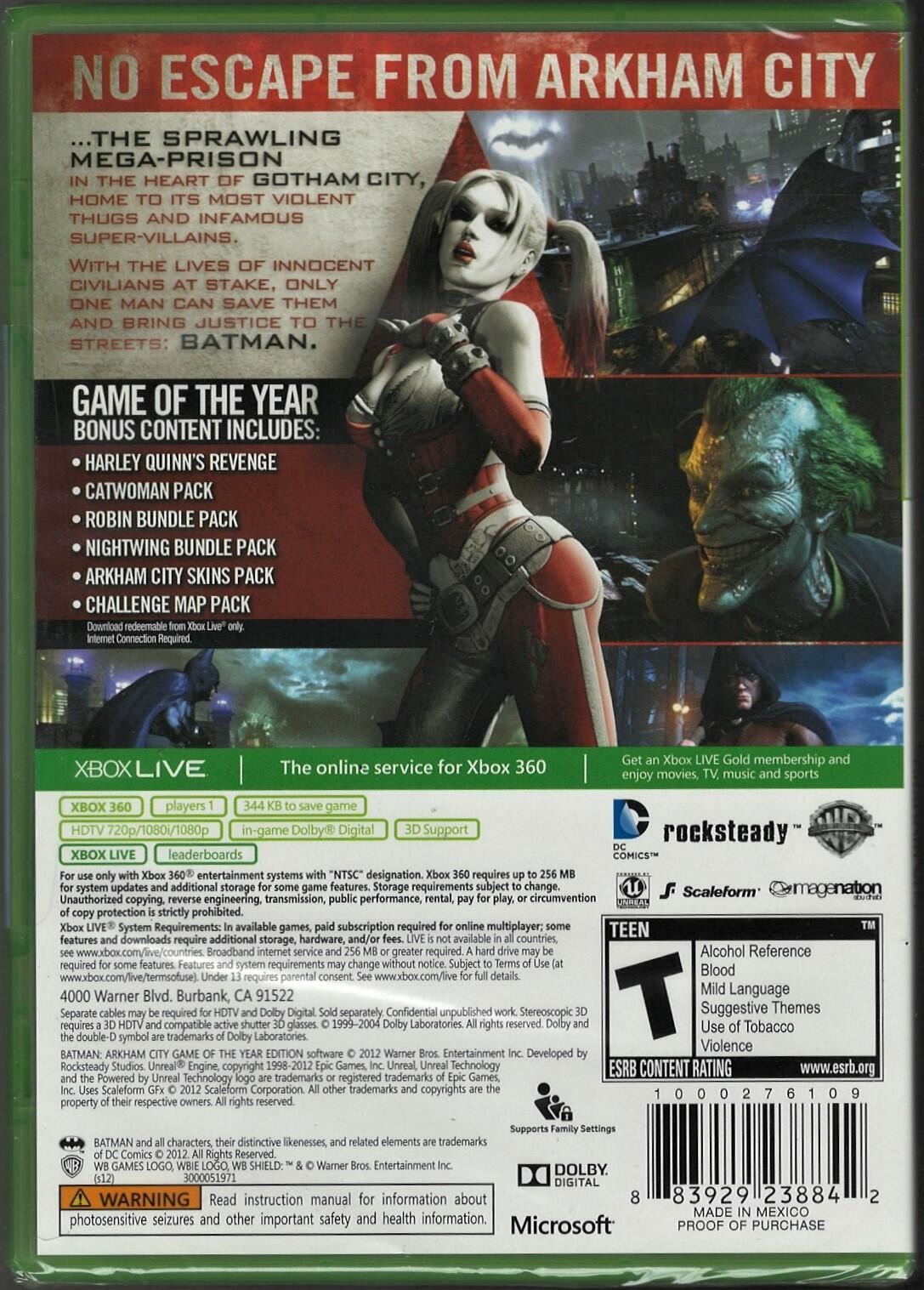 Batman: Arkham City Game of the Year Edition (Platinum Hits) Xbox 360 (Brand New