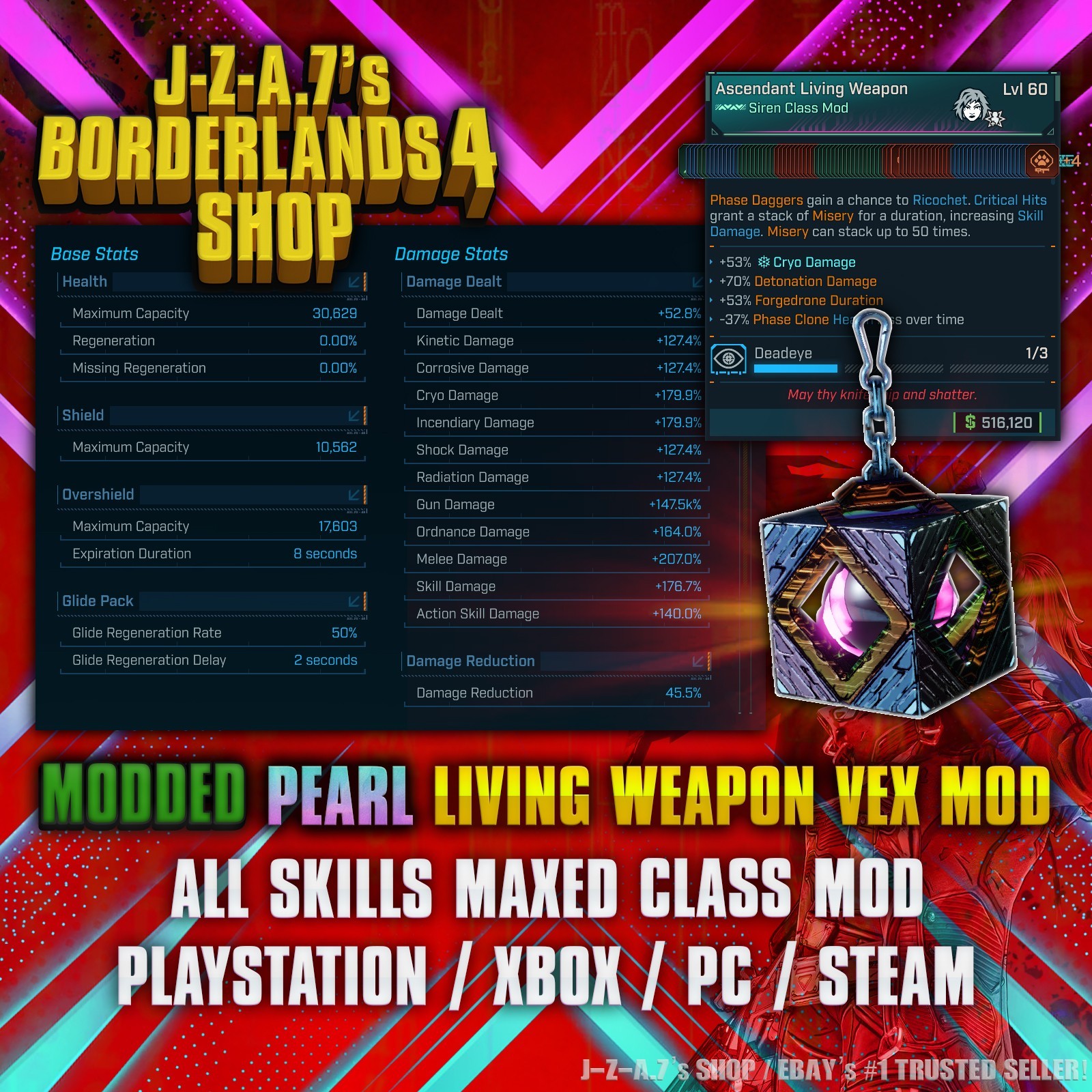 Borderlands 4✨ MODDED CLASS MOD VEX PEARLESCENT LIVING WEAPON BL4 ✅PC-PS-XBOX✨