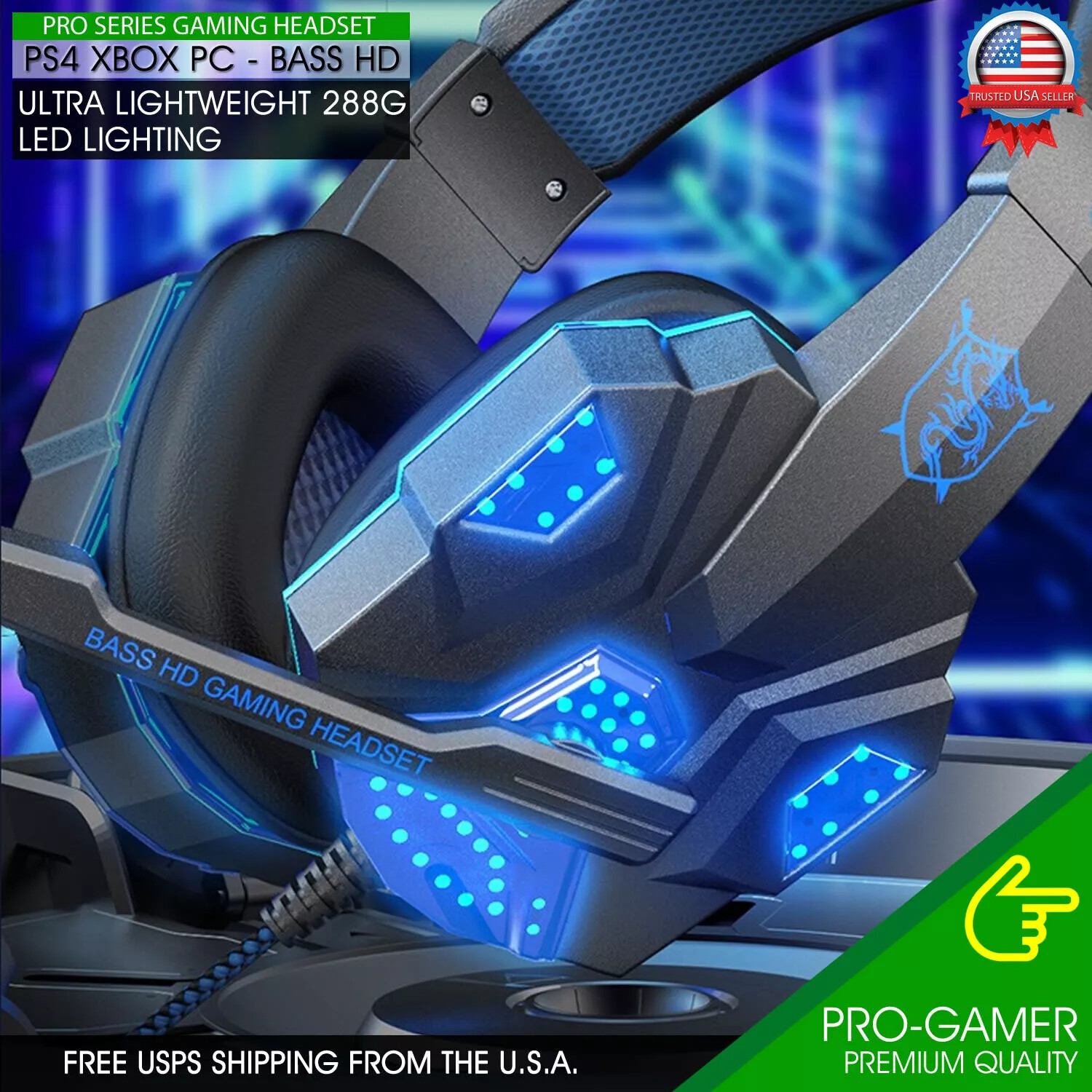 3.5mm Gaming Headset Mic for PS4 PS5 PC Xbox One Mic Stereo Bass Surround Sound