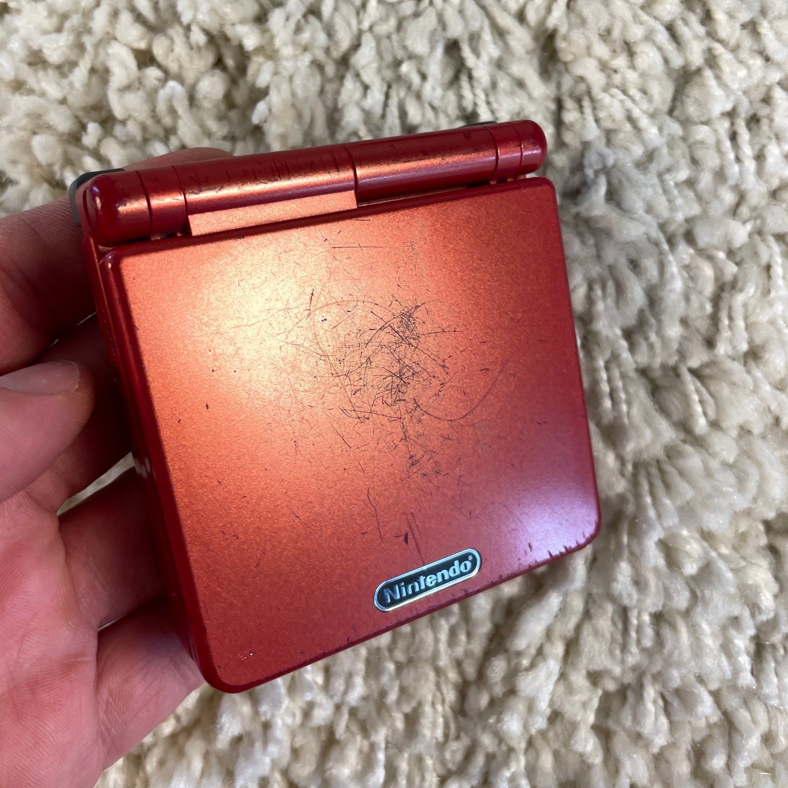 Nintendo Gameboy Advance GBA SP Handheld System Console Flame Red Model AGS-001