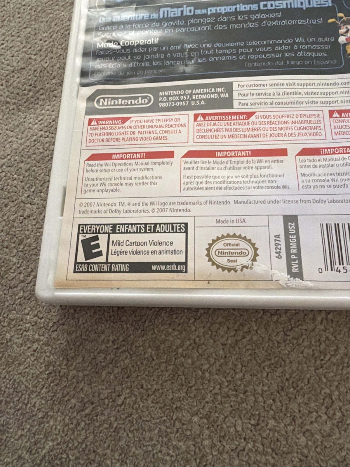 Super Mario Galaxy Nintendo Wii – No Manual Tested READ
