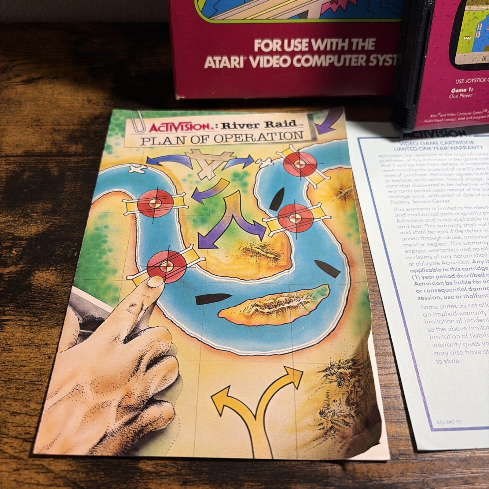Vintage Atari 2600 RIVER RAID CIB Manual, Cartridge & Paperwork