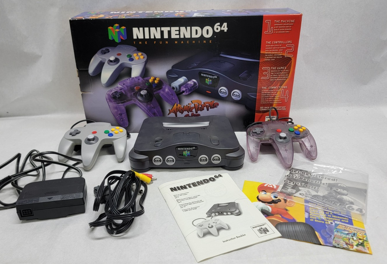 Nintendo 64 w/ Atomic Purple Extra Controller Complete in Box w/ Manuals & Foam