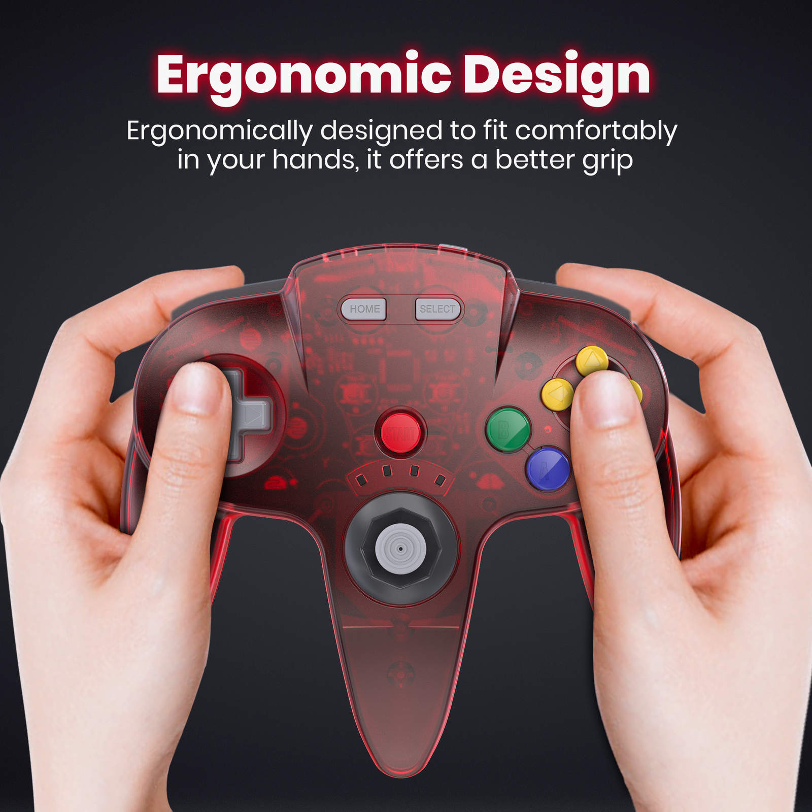 2.4 GHz Wireless N64 Controller Rechargeable For N64 Console, Built-in Rumble