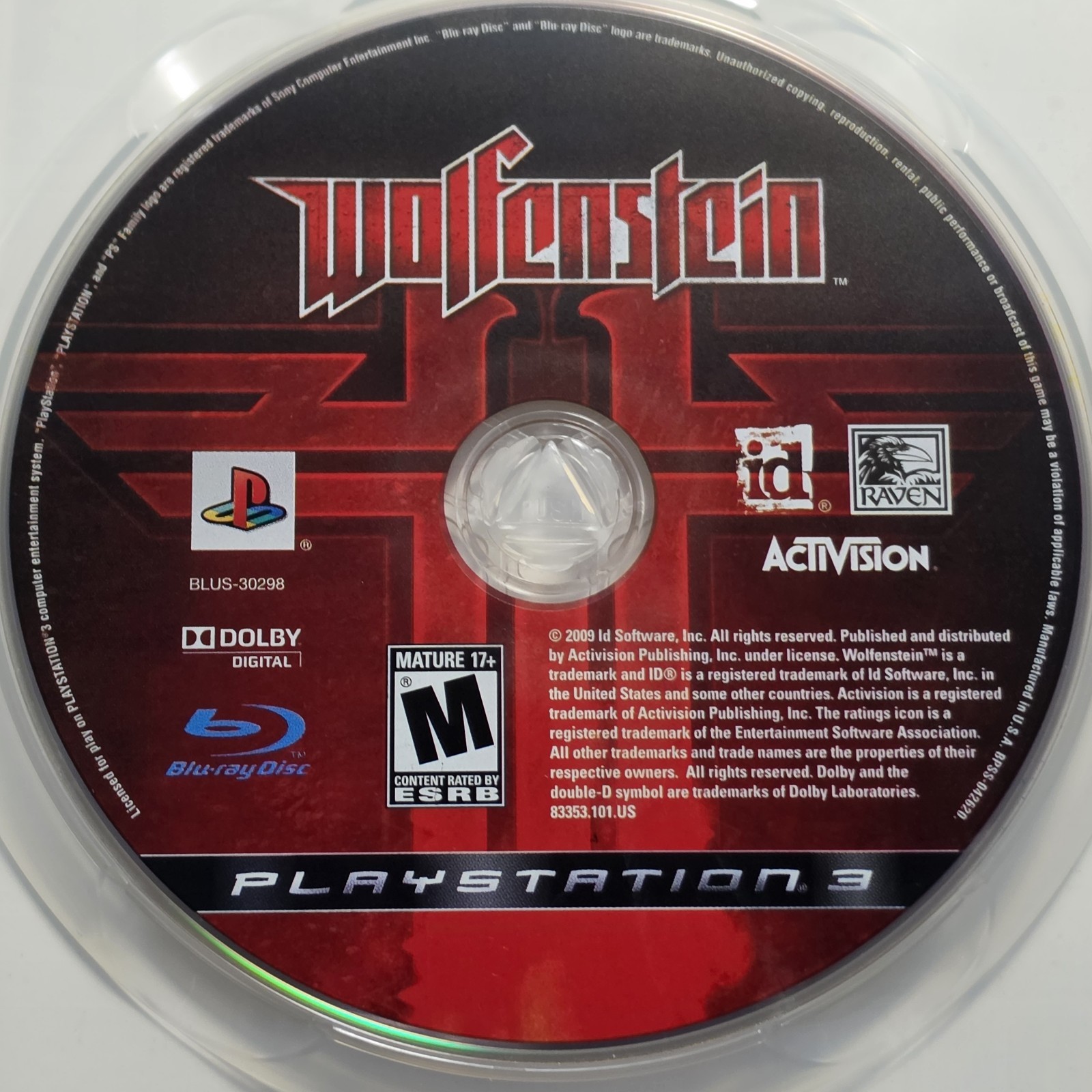 Activision Wolfenstein Series PS3 Shooter Manual Included M 2009 NTSC-U/C