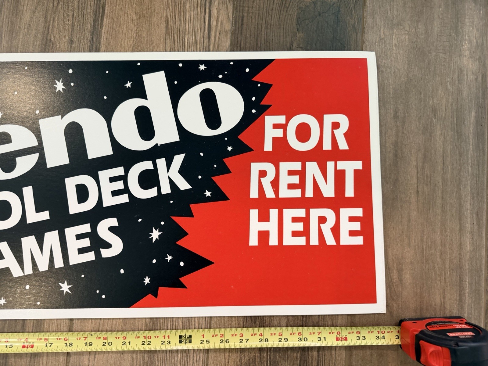 Vintage Nintendo NES Control Deck Rental Sign New Old Stock Thick Cardstock