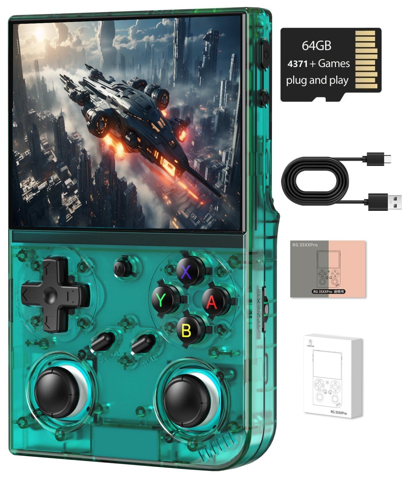 RG35XX Pro Retro Handheld Game Console, 3.5″ IPS, HDMI, WiFi, 64G+4353 Games
