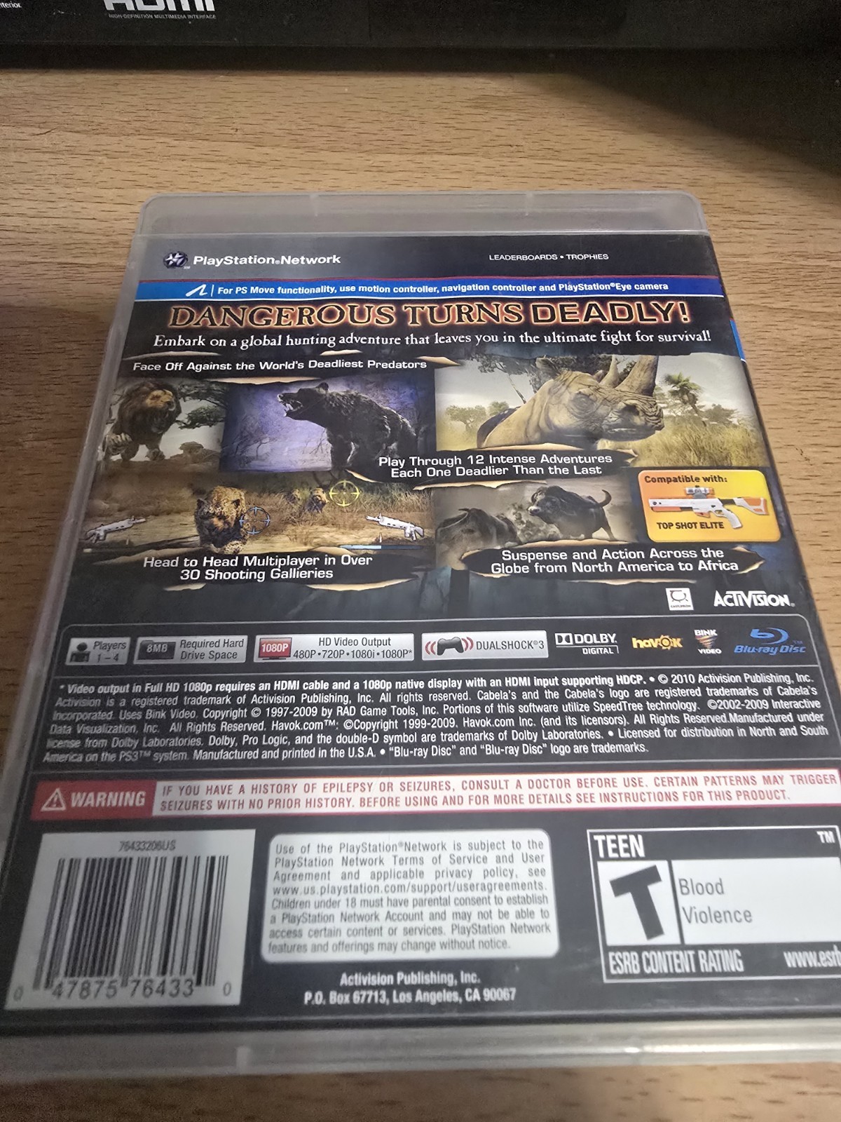 Cabela’s Dangerous Hunts 2011 PS3 PlayStation 3 Game, Case & Manual