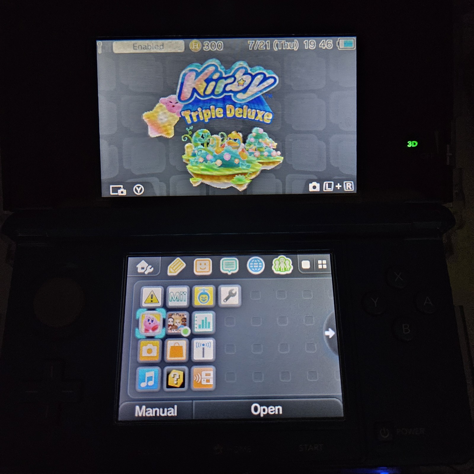 Nintendo 3DS Aqua Blue Kirby Triple Deluxe CTR-001 W/ Extras Case Charger Bundle