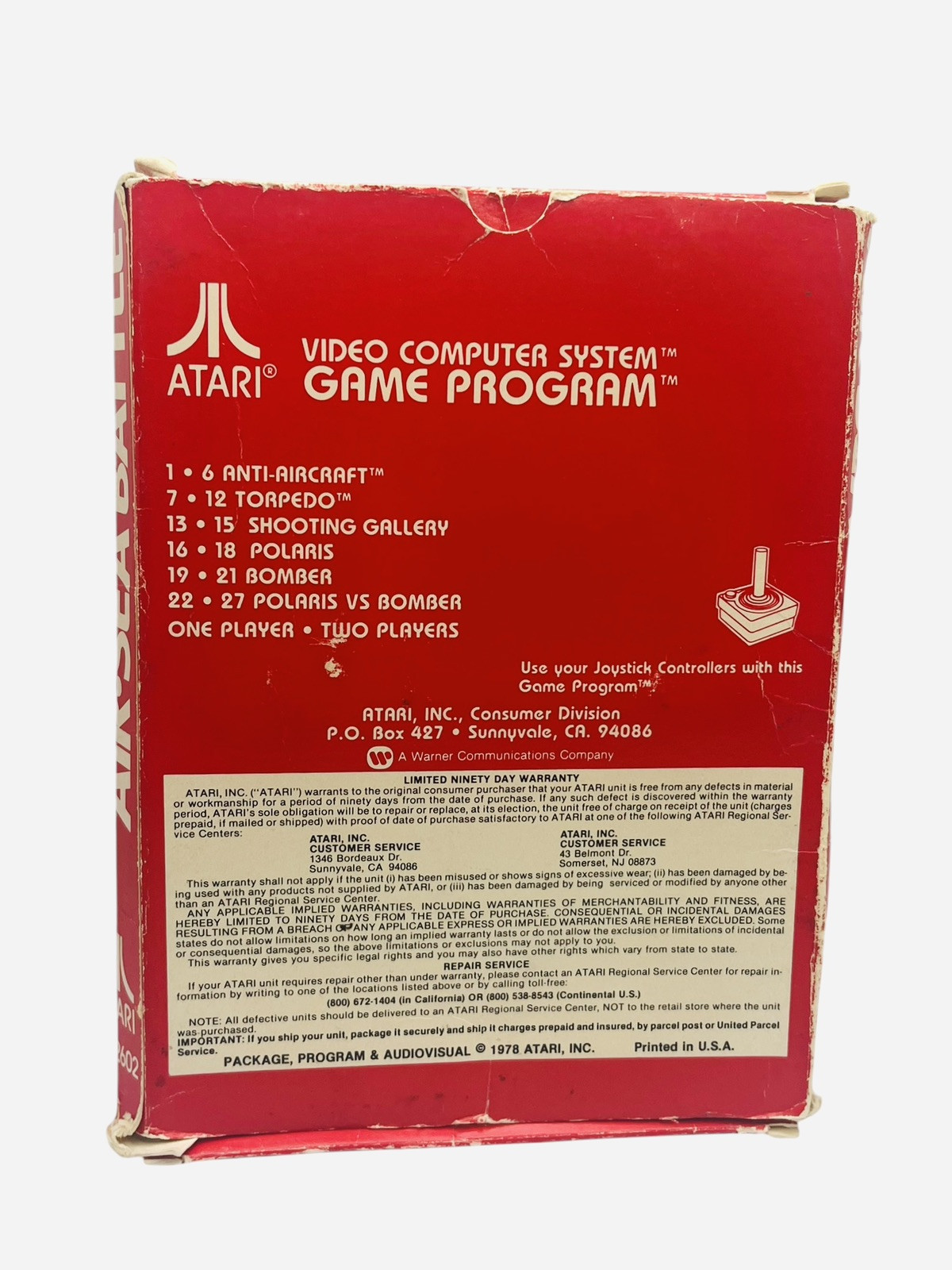 Air Sea Battle Atari Game VTG 1978 CX2602 27 Games Retro War Authentic Cartridge