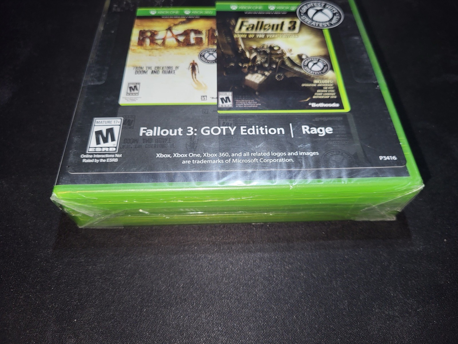 Xbox Greatest Hits 2 Pack Fallout 3 GOTY Edition/Rage Xbox 360/One NEW SEALED