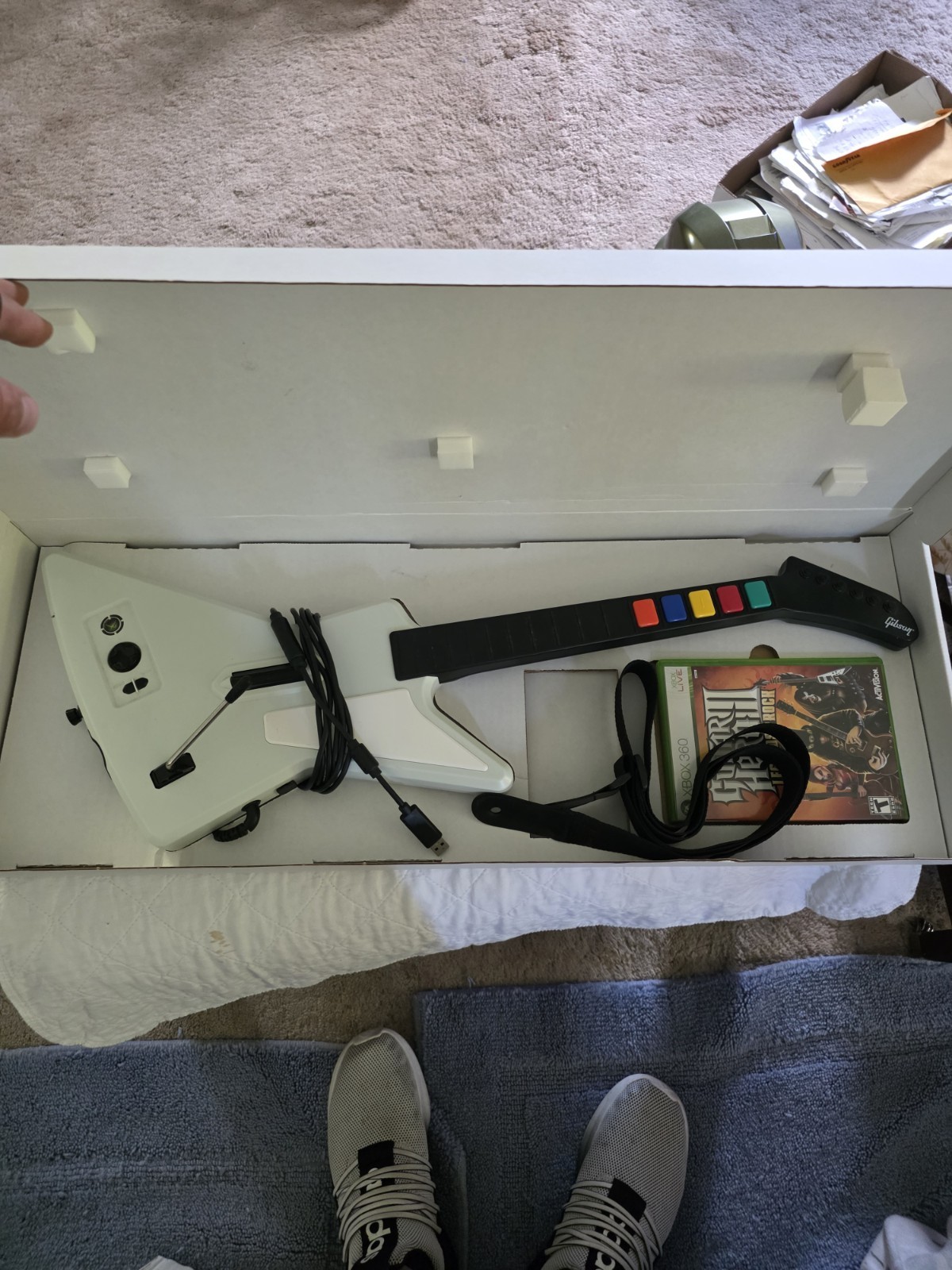 Guitar Hero X-Plorer Wired Guitar Controller for Xbox 360 White 8ft Strap