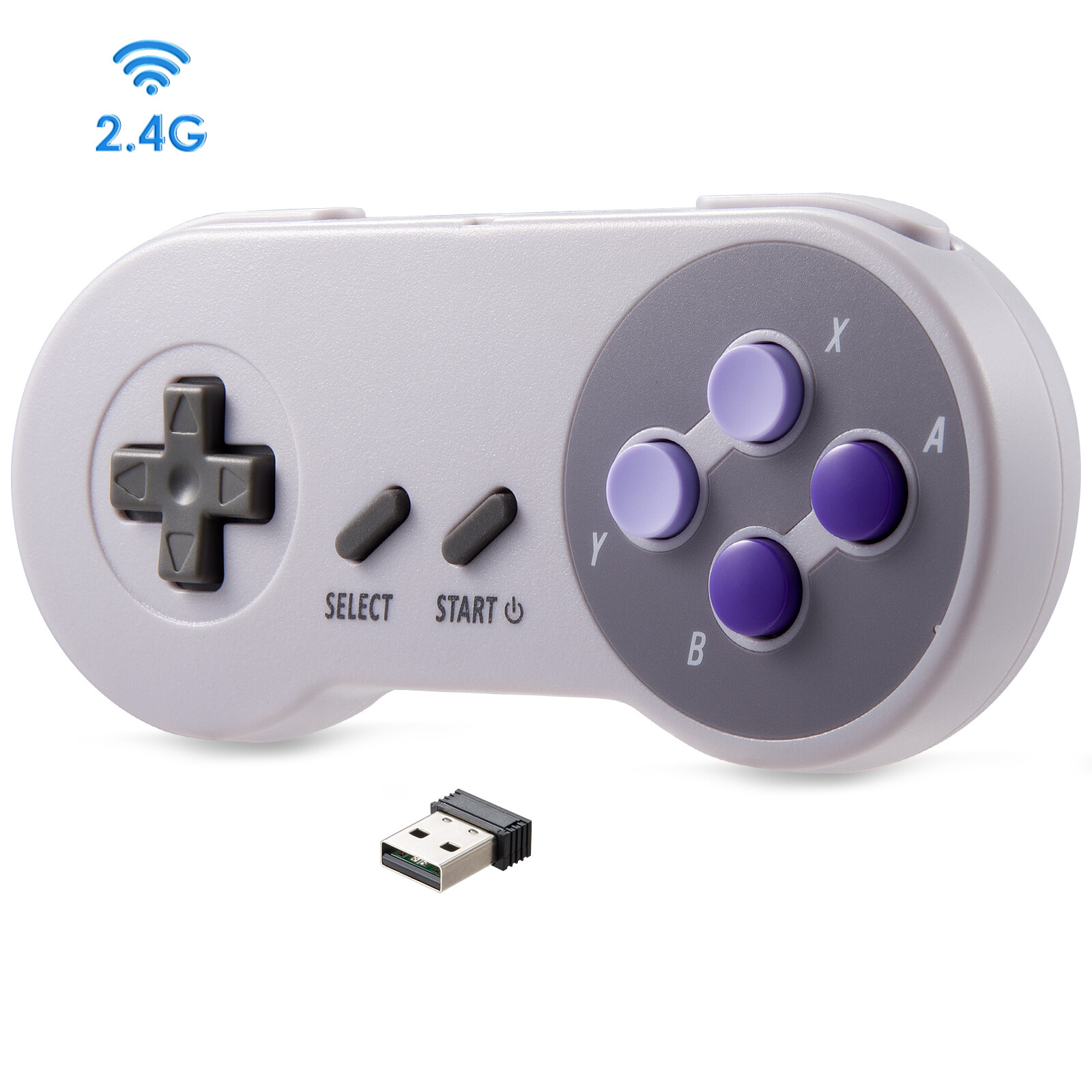 Wireless USB SNES Controller Game pad for Super Retro Games Windows PC Mac Linux