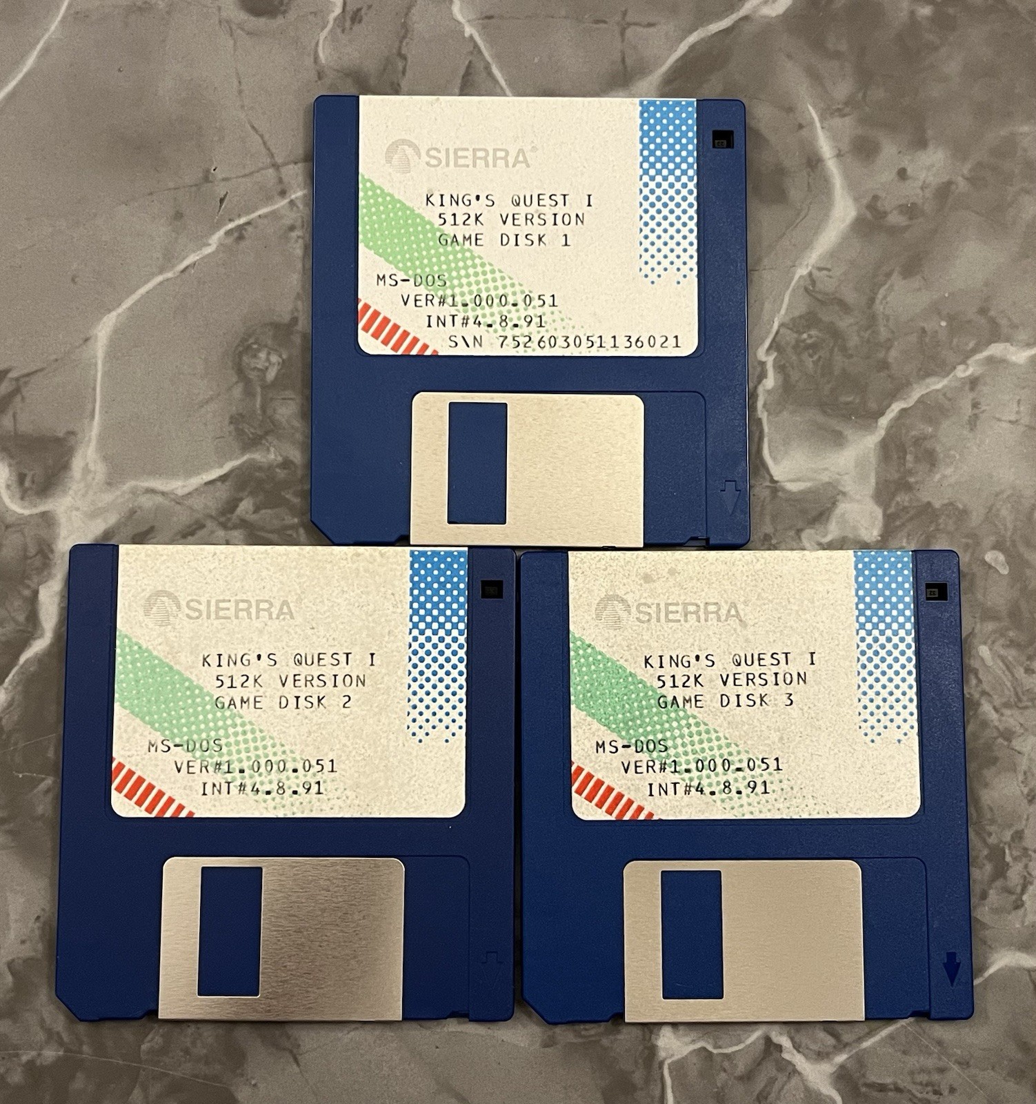 Sierra King’s Quest I 512K Version MS-DOS Floppy Disks 1-3 1991 Adventure Game
