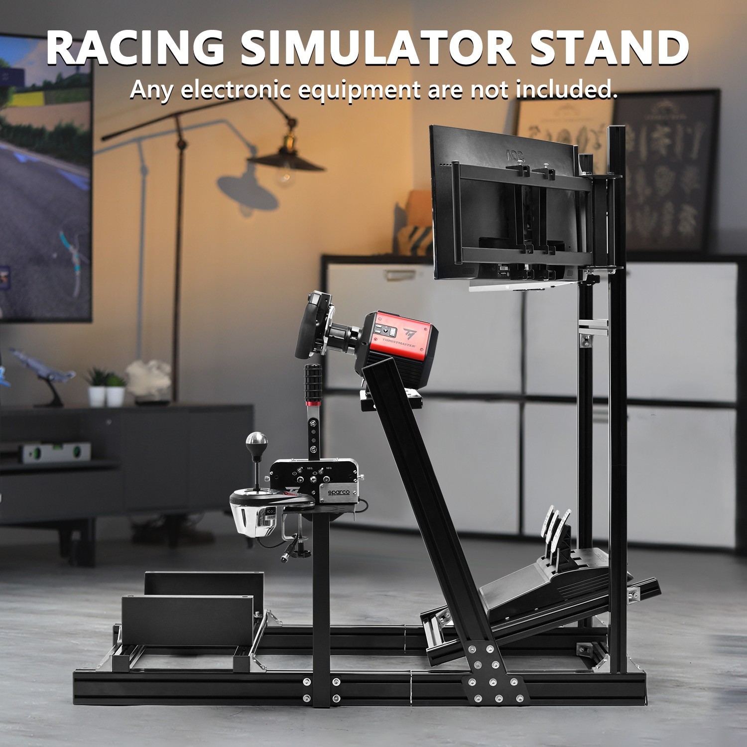 Marada Sim Racing Cockpit Stand with Monitor Bracket Fit Logitech G29 G920 G923
