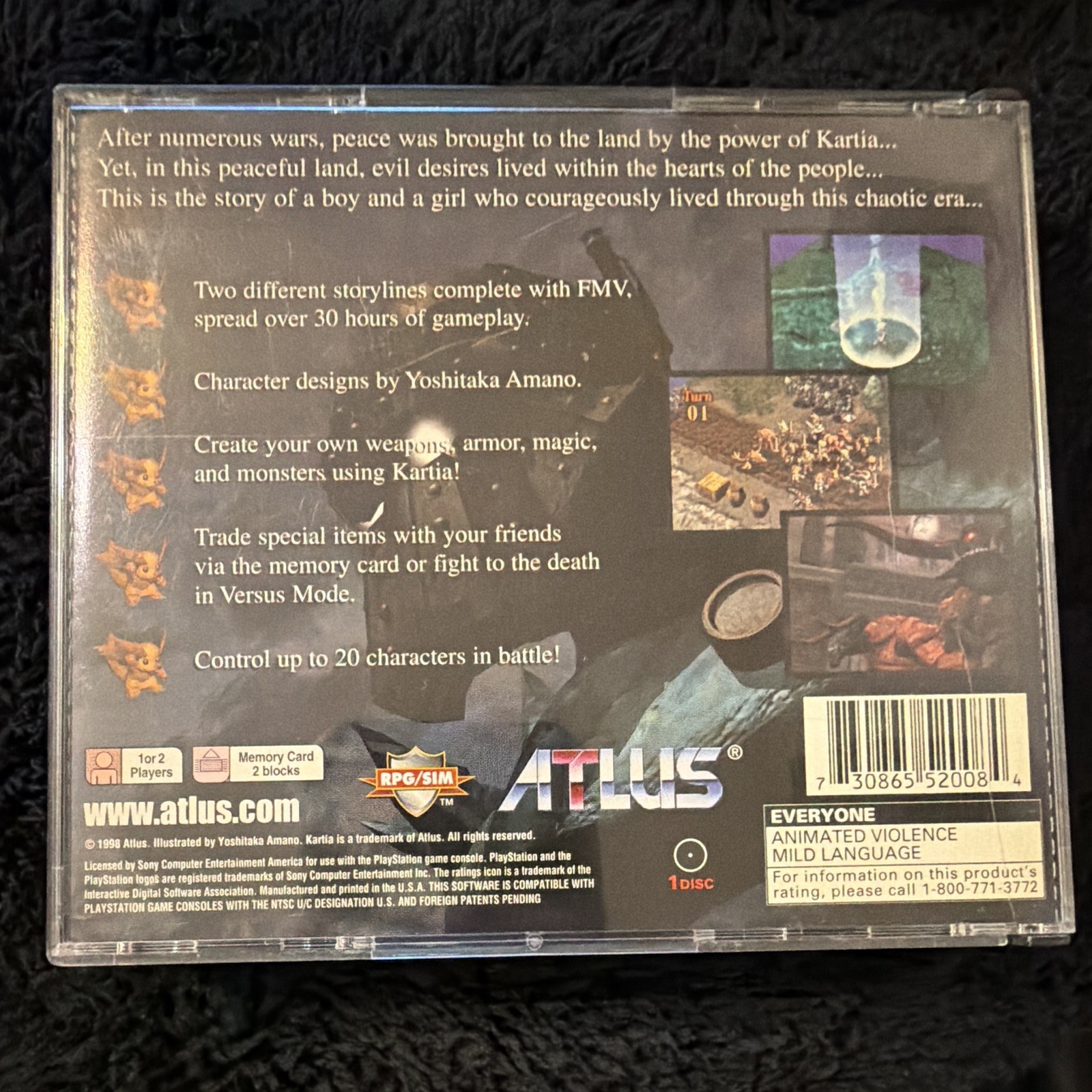 Atlus Kartia: The Word of Fate Sony PlayStation 1 PS1 Manual NTSC-U/C 1998