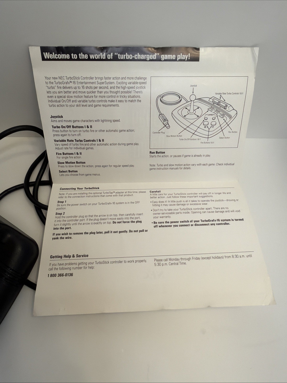 Turbo Stick (TurboGrafx-16, 1990) Tested w/ Instruction Manual HES-STK-01