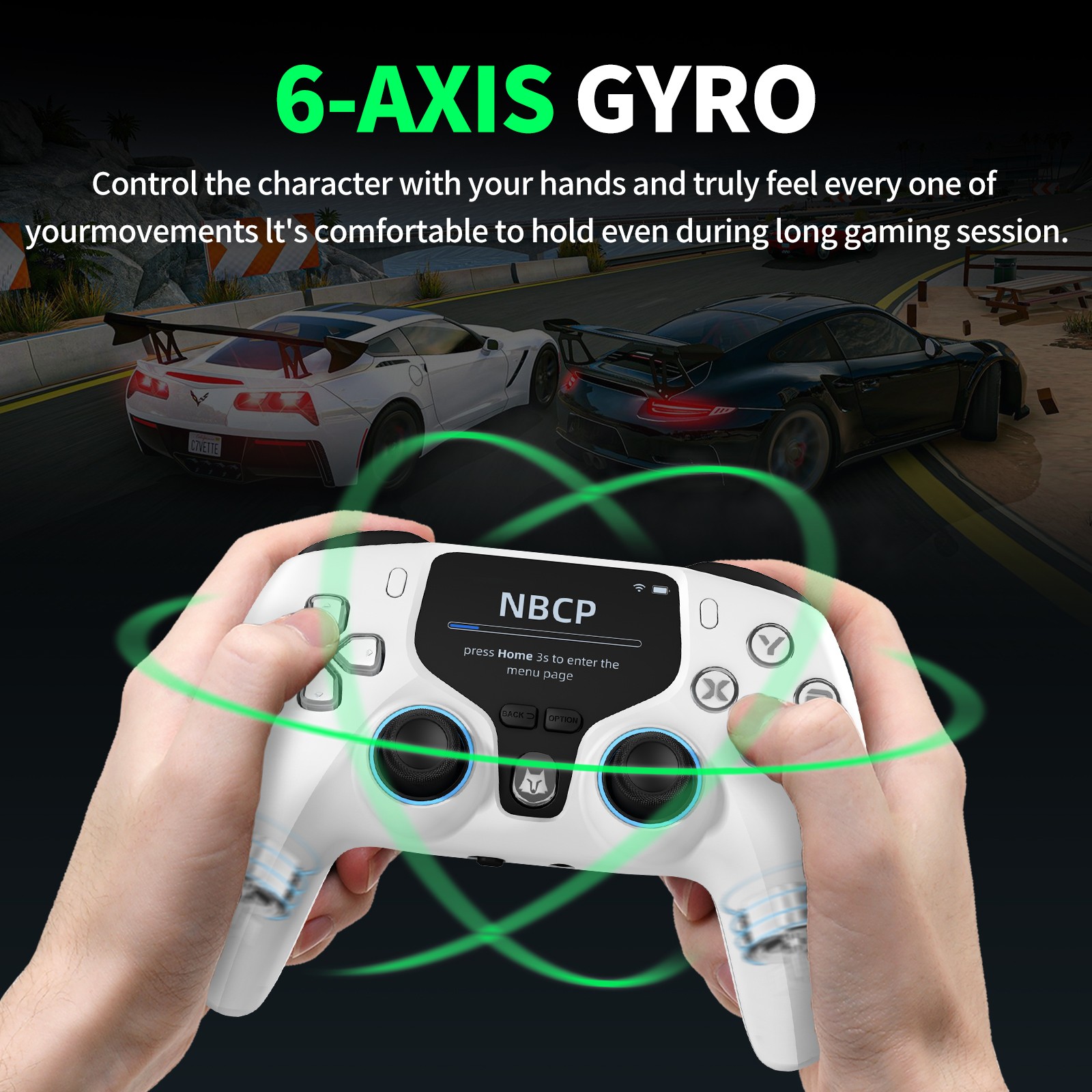 Wireless Gaming Controller with Interactive Screen for PC/PS3/Switch 2 1/Android