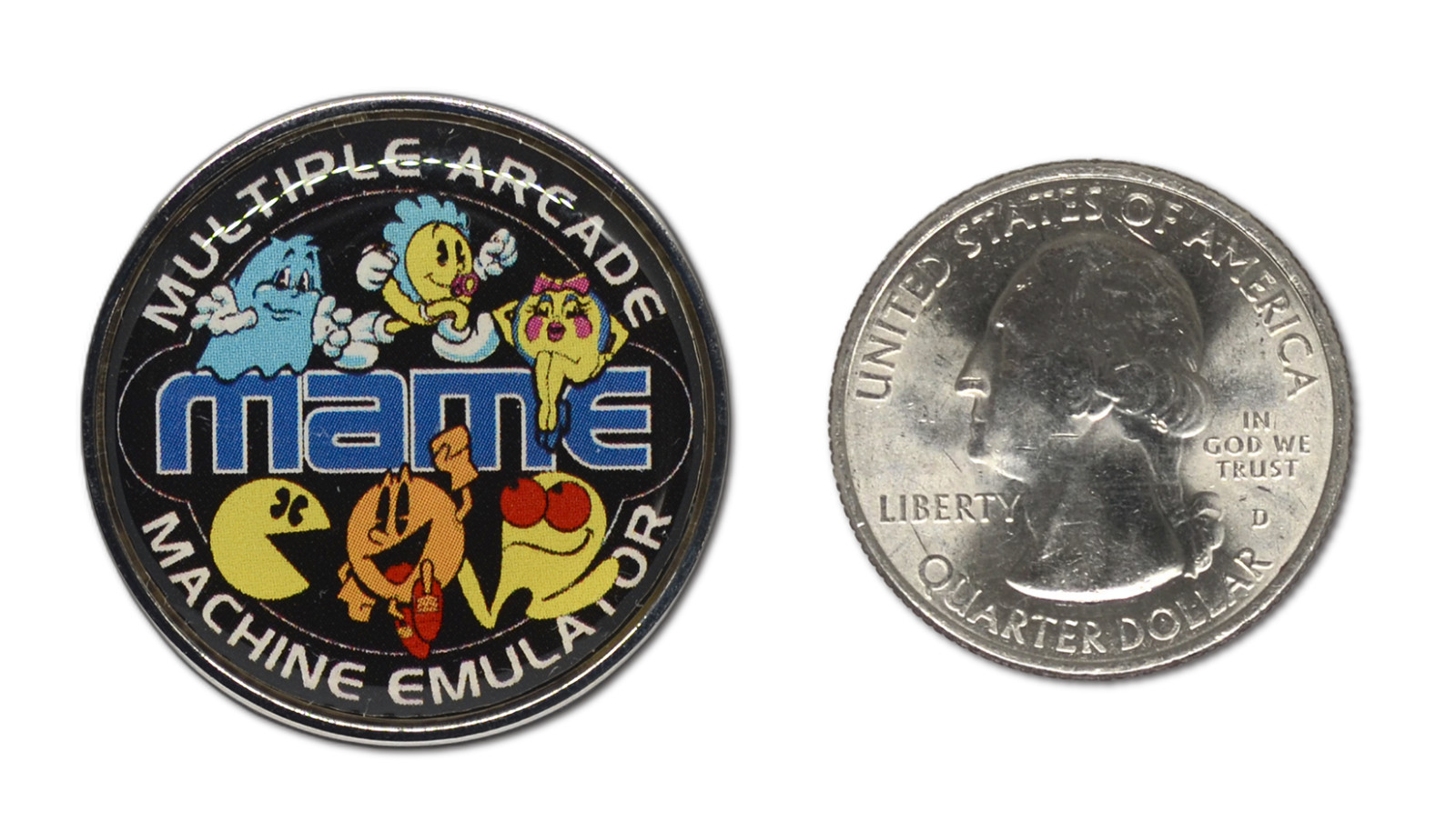 Multiple Arcade Machine Emulator MAME Pac-Man Retro Offset Printed Pin Lapel