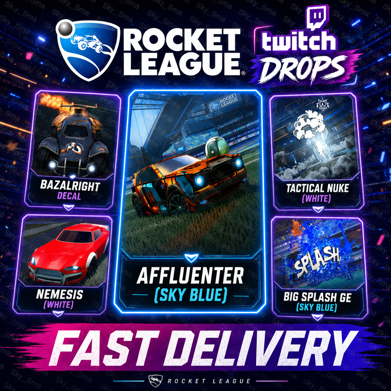 Rocket League Twitch Drops – RL x Drop Rush – 5 Items
