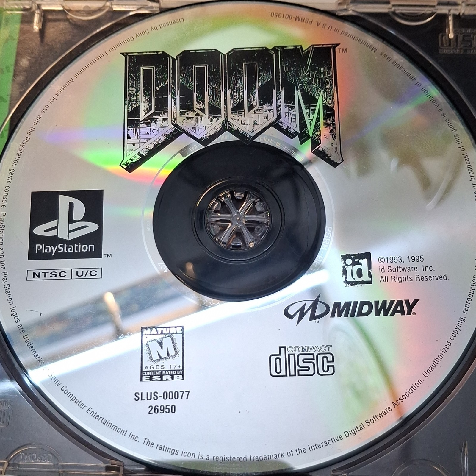 Midway Doom PS1 PlayStation Edition NTSC 1995 M FPS Shooter VG TESTED