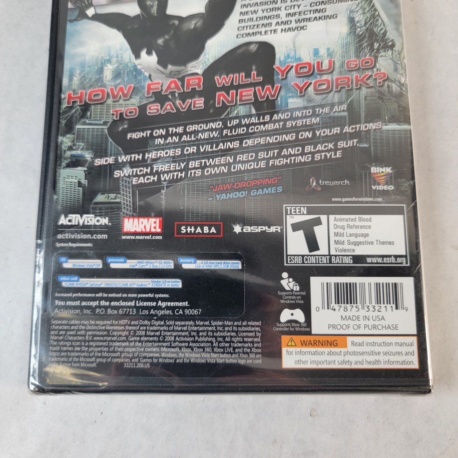 Spider-Man Web of Shadows PC DVD, 2008 Windows Brand New Sealed