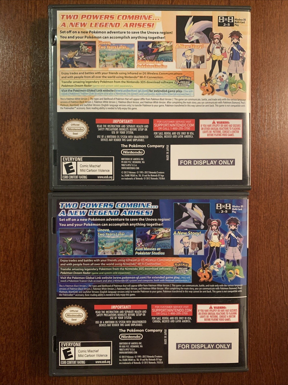 Pokemon White 2 + Black 2 Nintendo DS Replacement Cases Only NO GAMES – Bundle