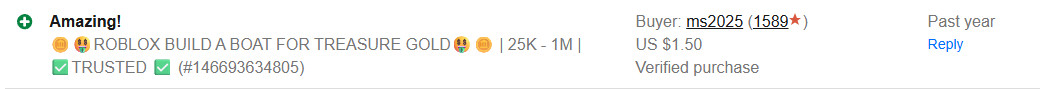 🪙🤑ROBLOX BUILD A BOAT FOR TREASURE GOLD🤑🪙 | 25K – 500K | ✅TRUSTED ✅