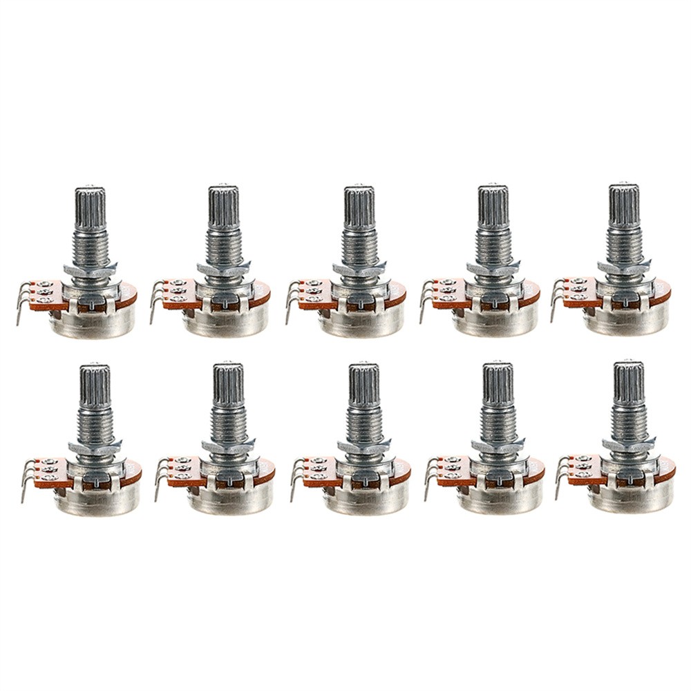 10Pcs Guitar Bass Pots 3 Pins Split Shaft Rotary Audio Taper Potentiometers
