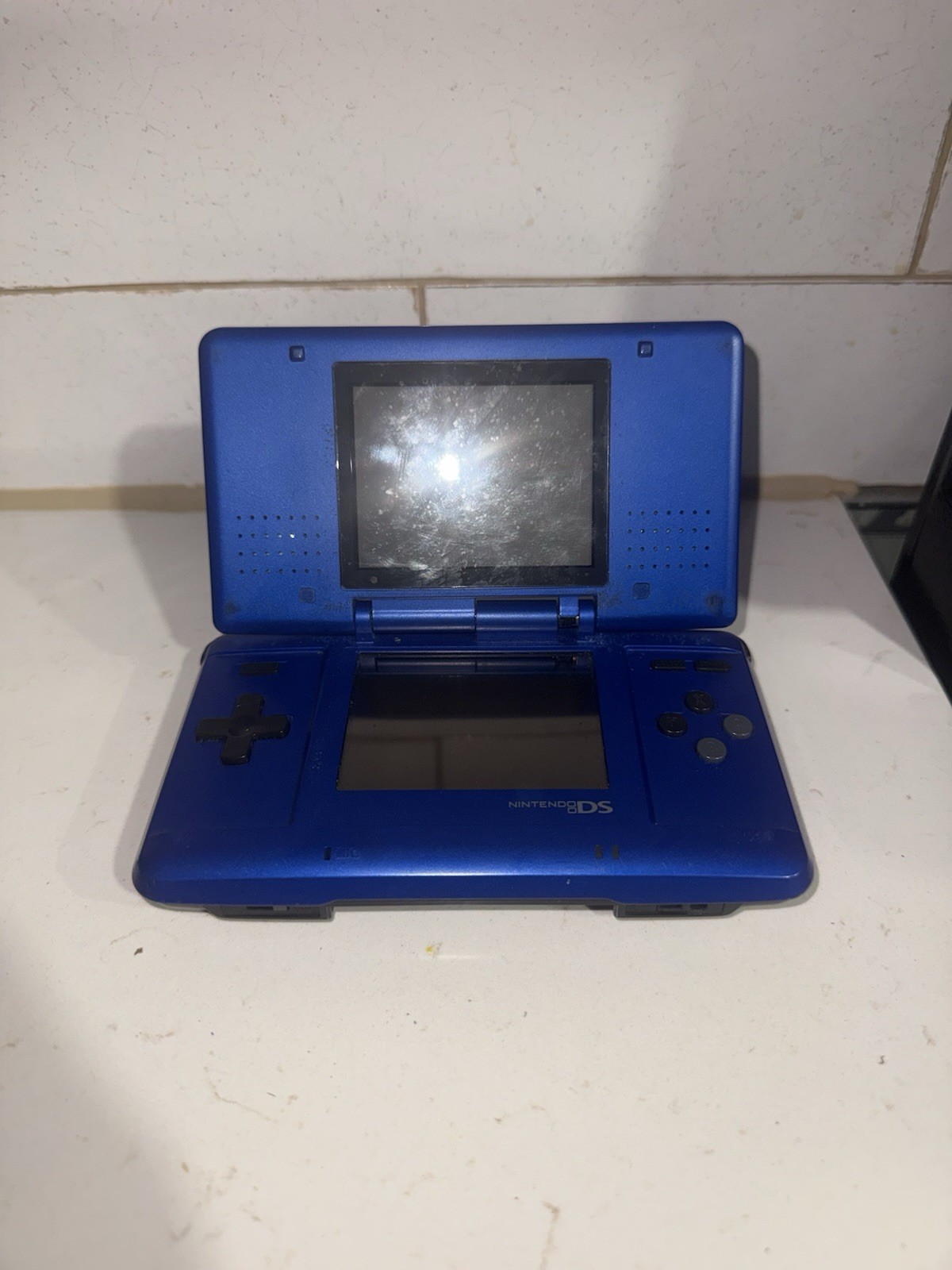 Nintendo DS Launch Edition Electric Blue Handheld System With Chargers. Works