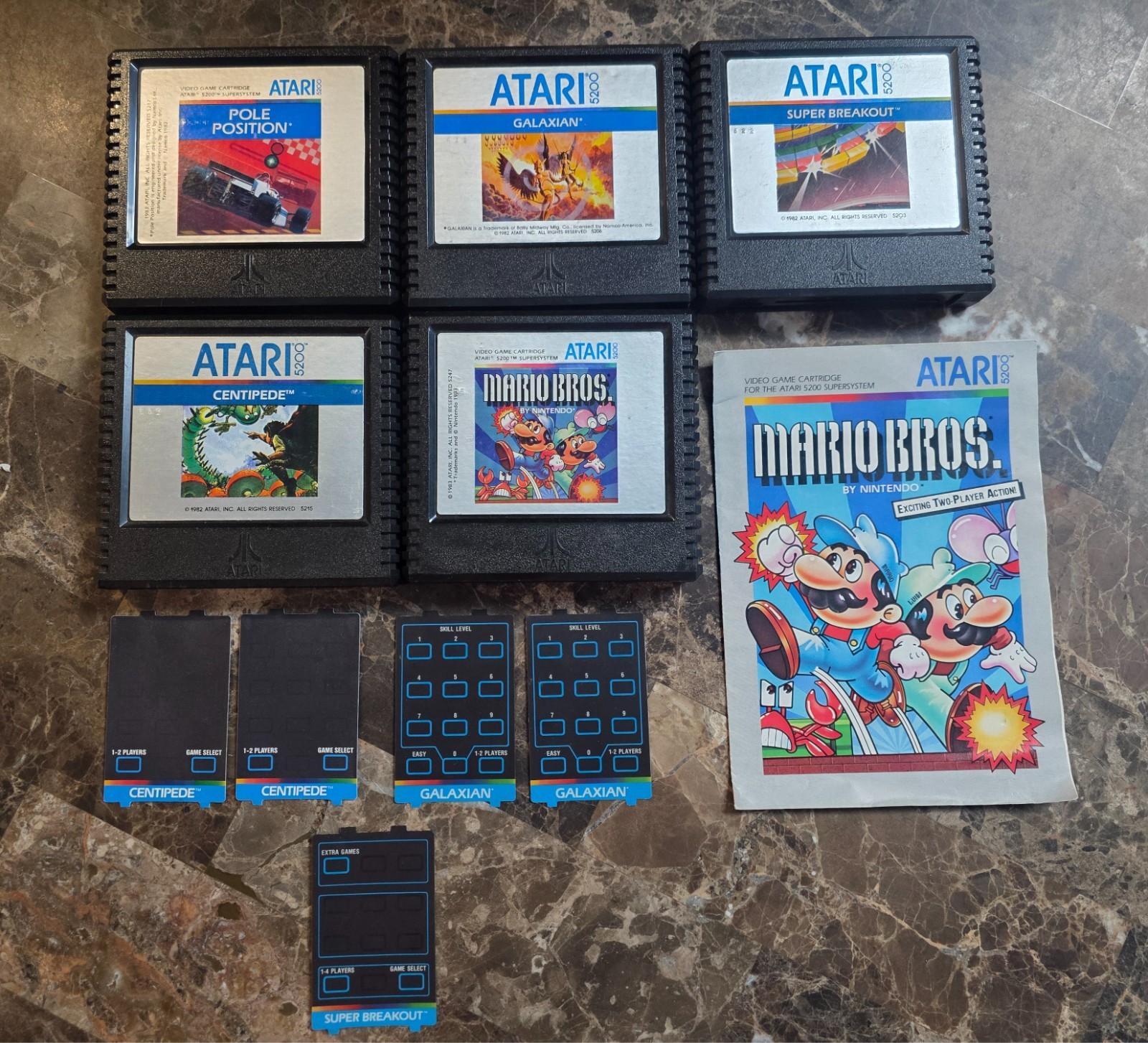 Atari 5200 Mario Bros With Manual + 4 more games w/overlays , tested/working