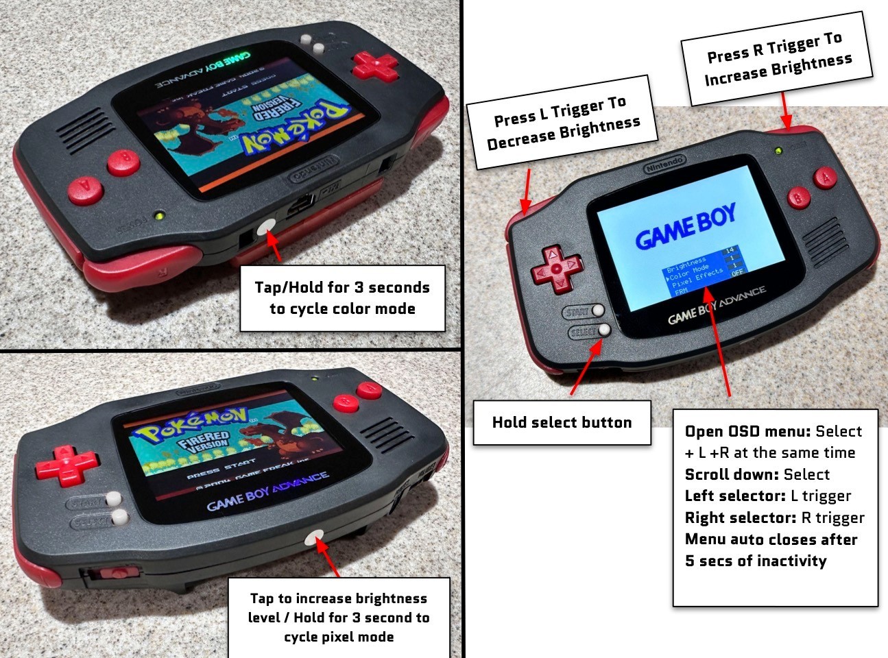 Nintendo GBA Game Boy Advance GRAY SFC SNES System V5 IPS LCD PICK YOUR BUTTONS