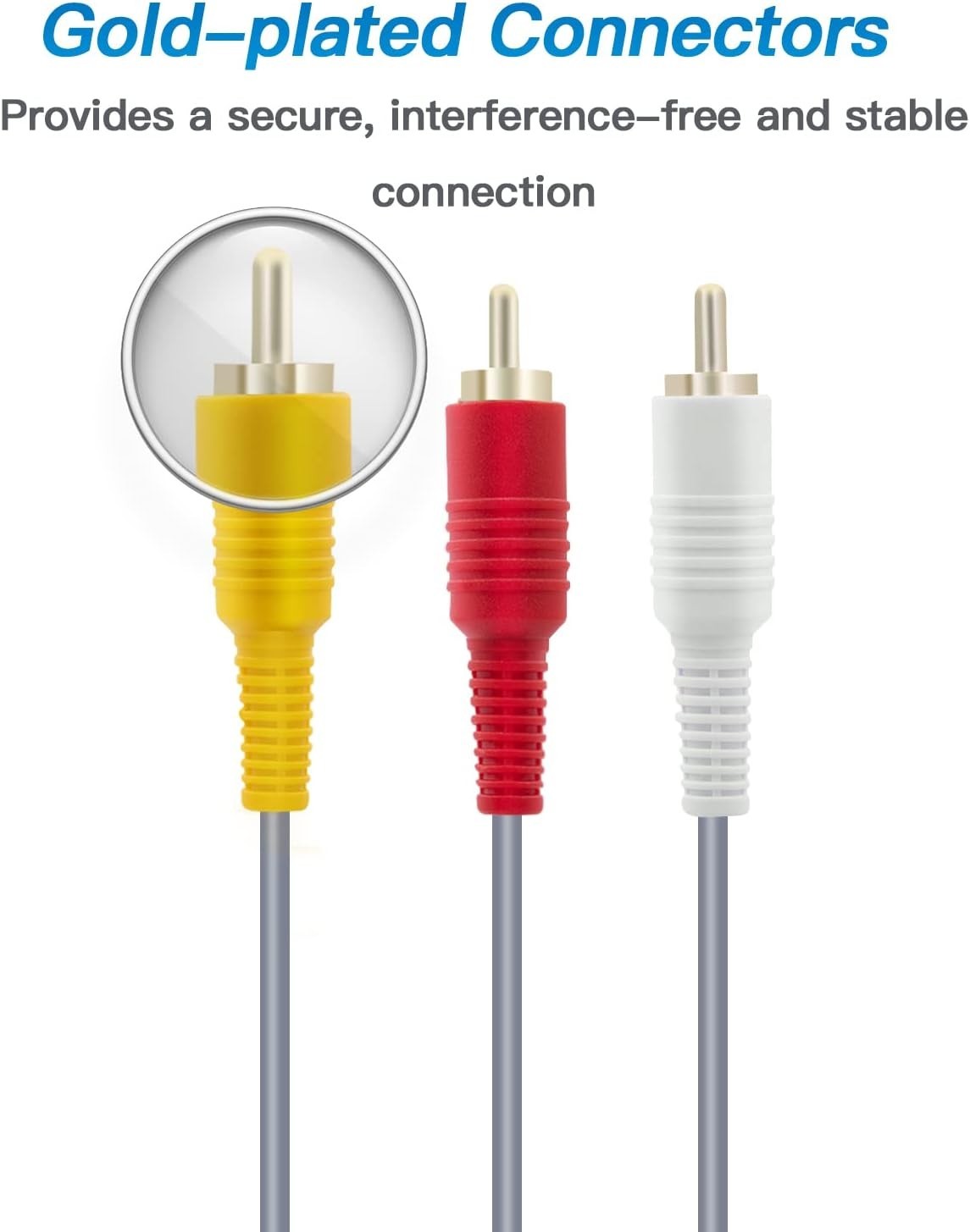 6FT Gold-Plated AV Cable for Wii and Wii U – Perfect for TV Connection