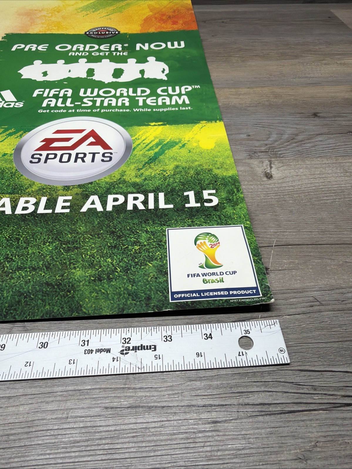 FIFA 2014 World Cup Brazil GameStop Display Promo Sign Poster