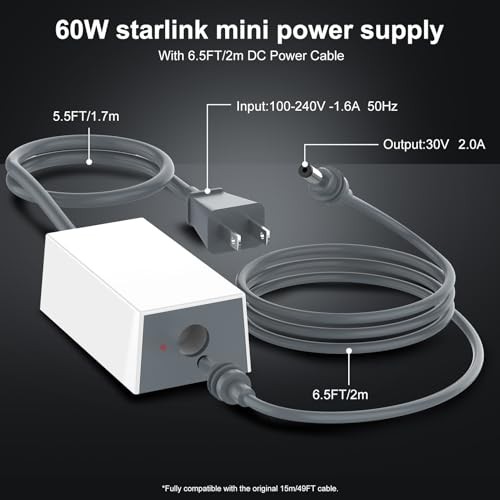 Starlink Mini Power Supply & Accessories – Official 60W AC Adapter Replacement