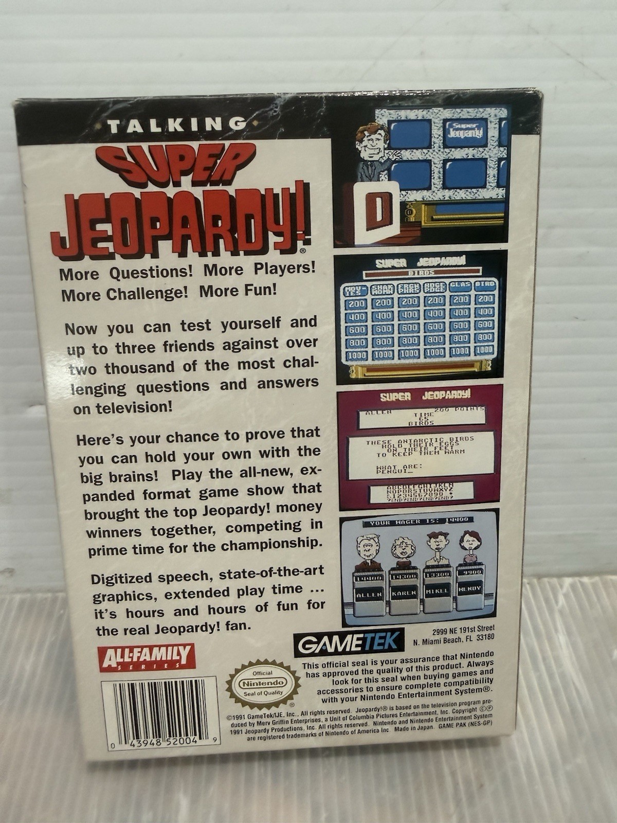 Talking Super Jeopardy (Nintendo NES) COMPLETE w/ Box manual game Mint!