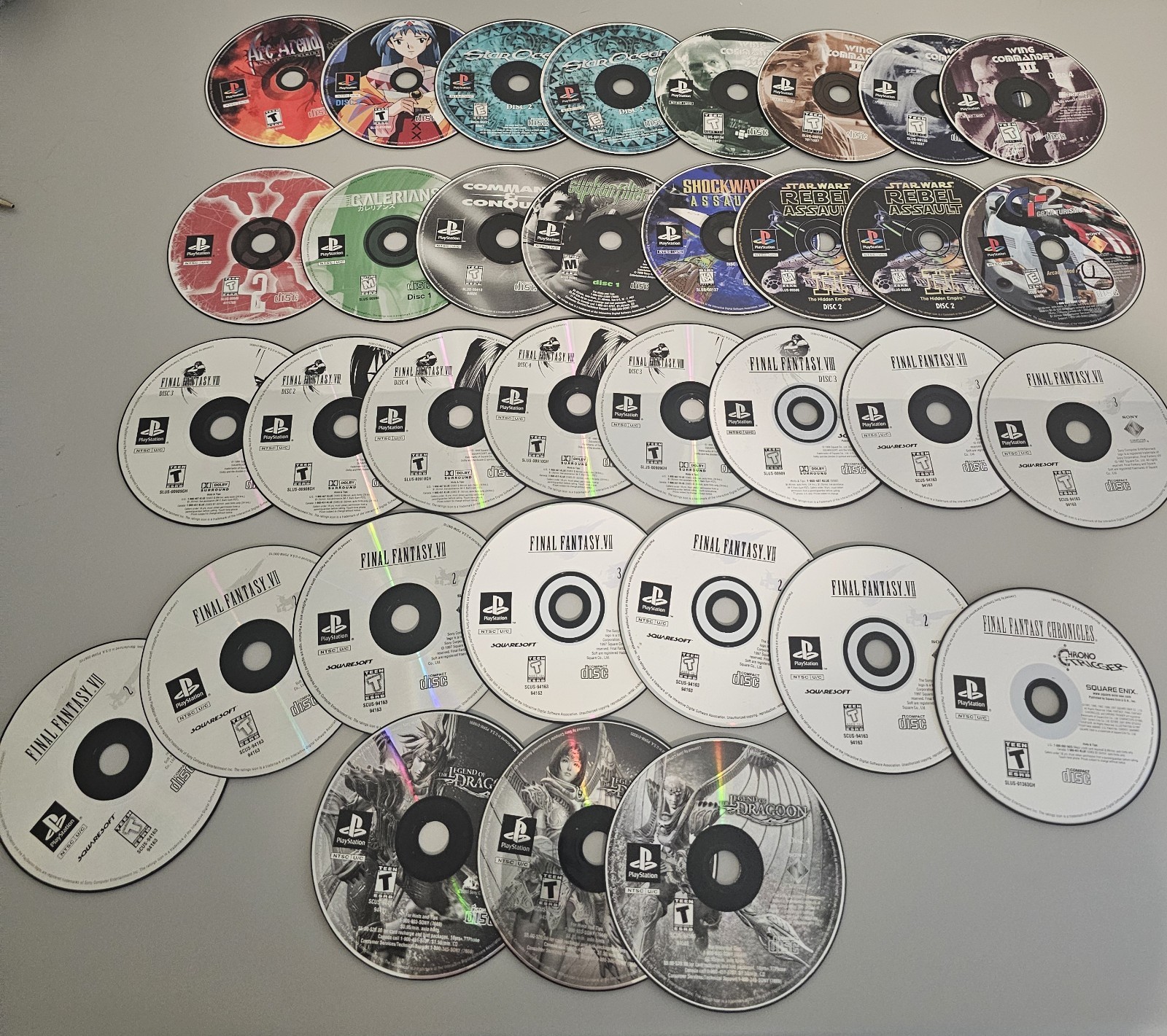 Playstation 1 Ps1 Disc Only Game Lot Of 34 Disk 1 2 3 4 Final Fantasy 7 Dragoon