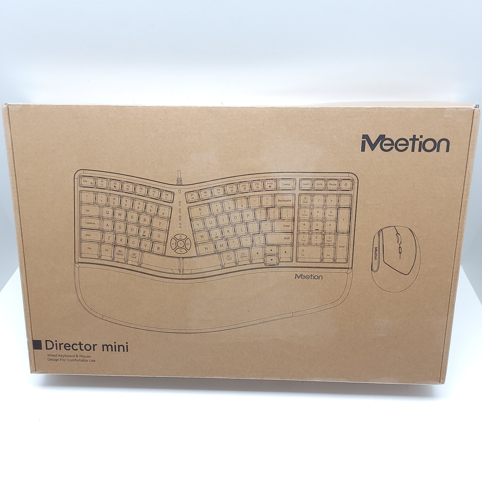 MEETION Ergonomic Keyboard and Mouse, Wired Split Keyboard Adjustable DPI Pink