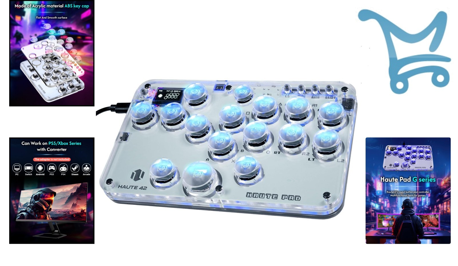 Arcade Stick 16-Button RGB Turbo for PC PS3 PS4 Switch Gamepad Hot Swap