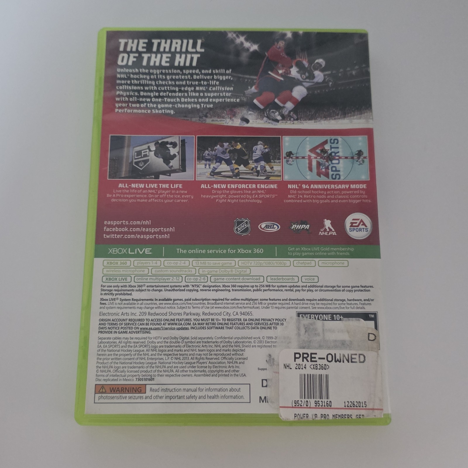 Xbox 360 NHL 14 Game No Booklet Untested