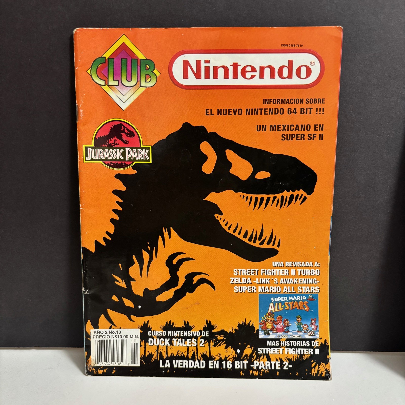 Club Nintendo Magazine Year 2 #10 (Mexico 1992) Jurassic Park SNES Iconic Cover