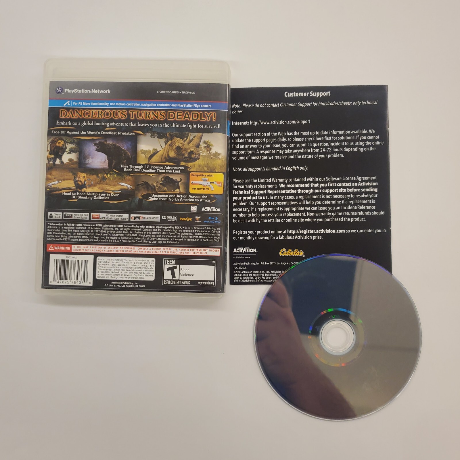 Cabelas Dangerous Hunts 2011 PS3 PlayStation 3 Game Only Complete Free Shipping