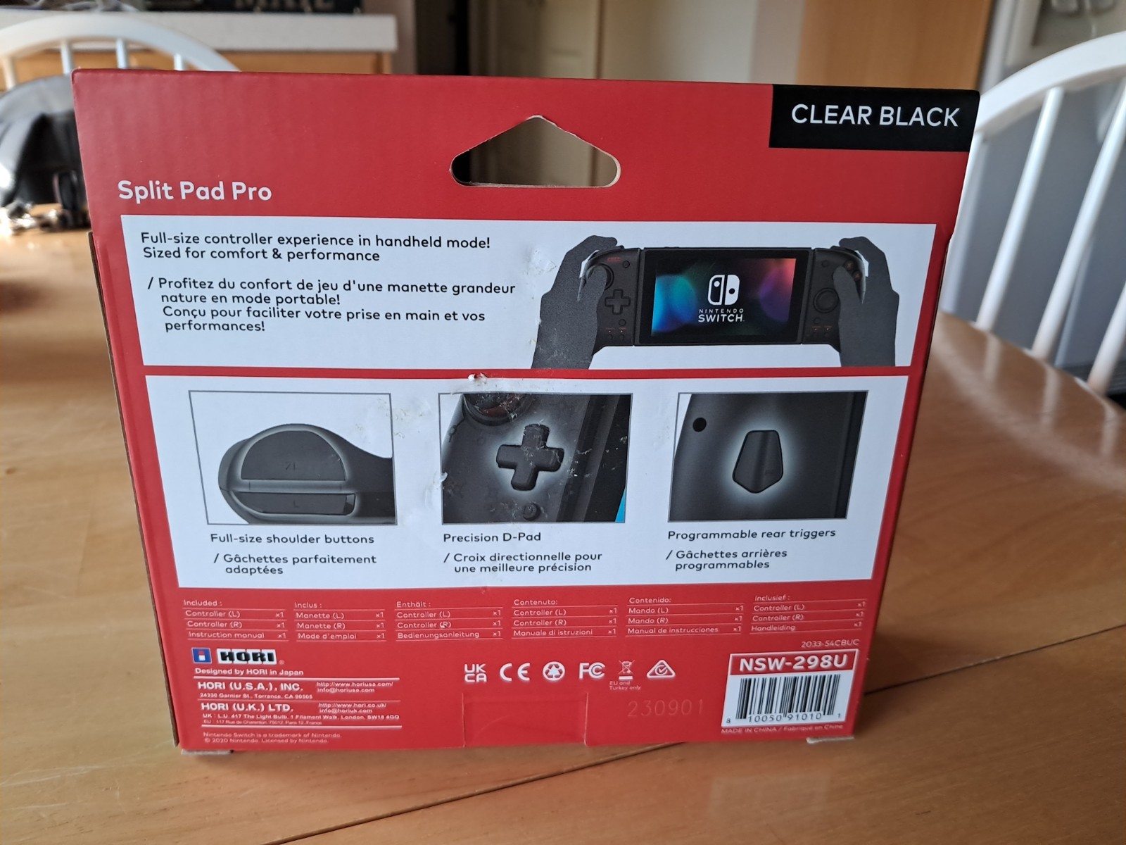 Hori Split Pad Pro Controller for Nintendo Switch – Clear Black