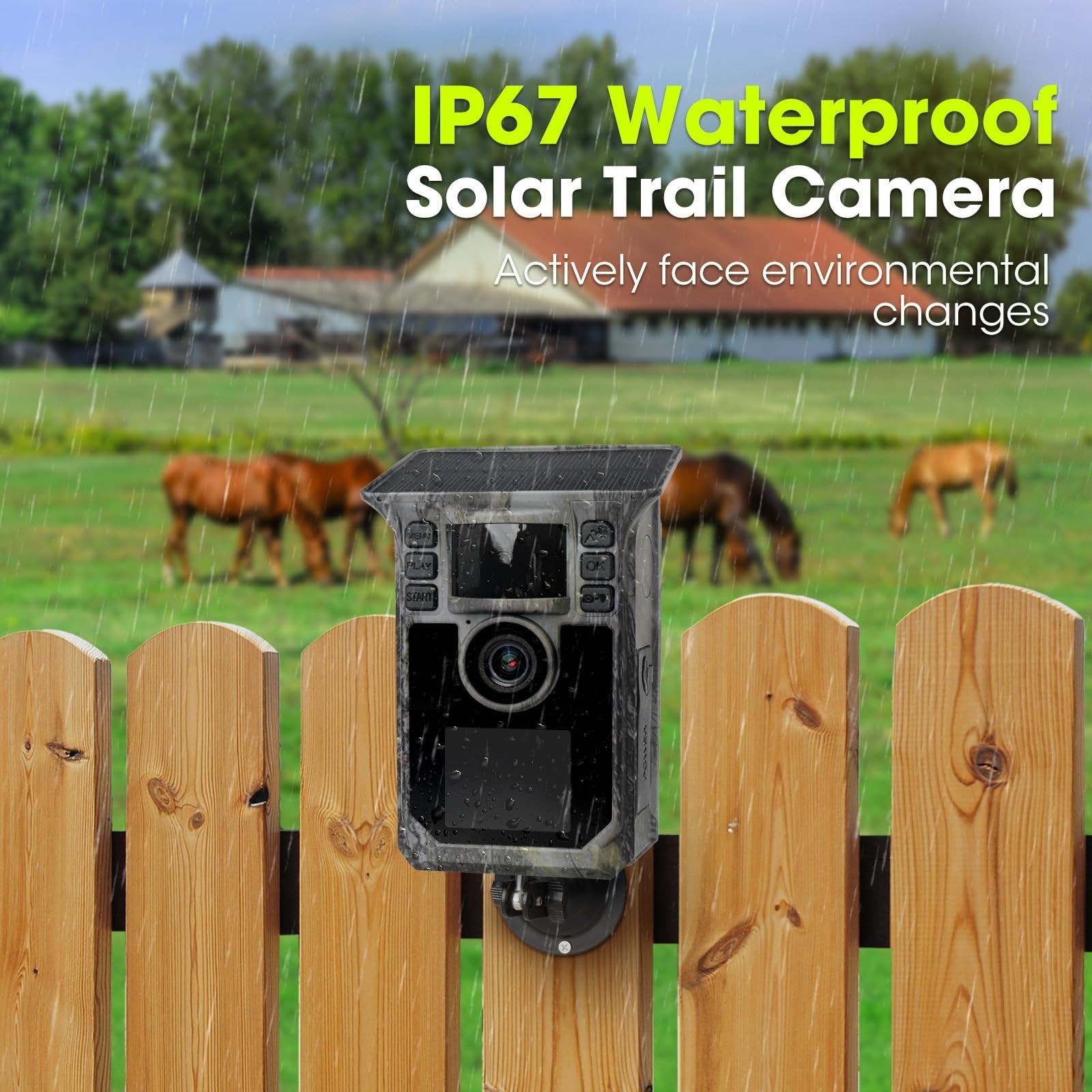 Trail Camera 4K 64MP Solar Game Camera with 5000mAh Forever Power, 64GB Memor…