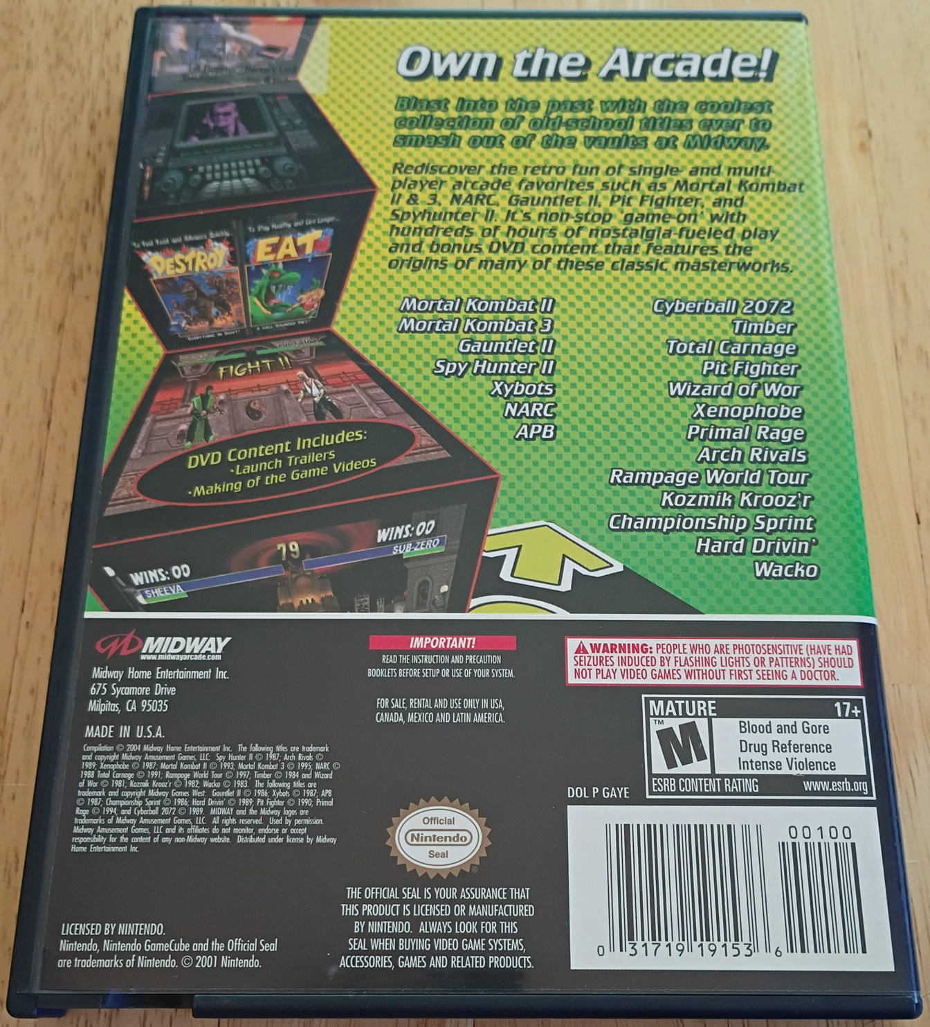 Nintendo Gamecube Midway Arcade Treasures 2 2004 Complete Manual – Untested