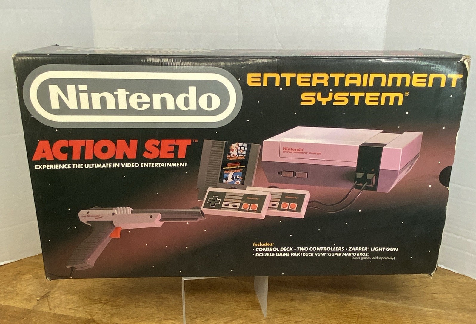 Nintendo NES Action Set – Box Only – Gray Zapper Version – Empty Box Vintage