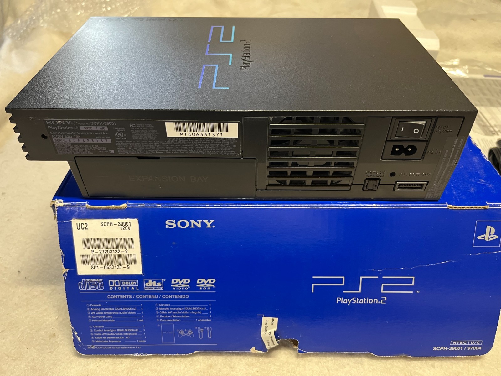 Barely Used Sony Playstation 2 PS2 Console System 39001 Complete in Original BOX