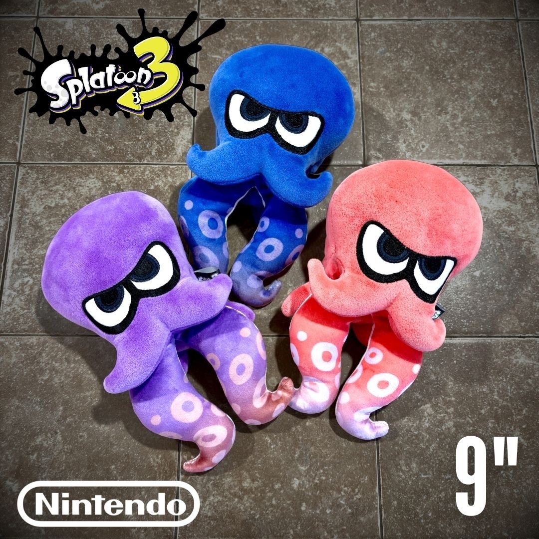 Official Splatoon 3 All Star Collection Blue Red Purple Octoling Plush x3 Sanei